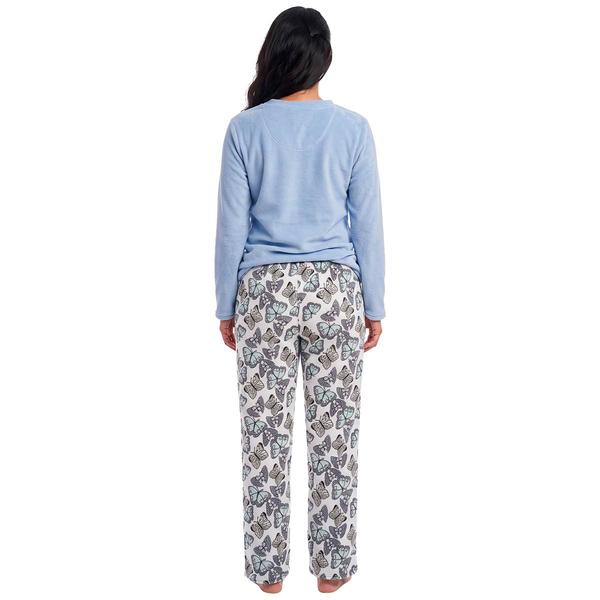Womens Pink Laundry Butterflies Plush Folded Pajama Set alternate view