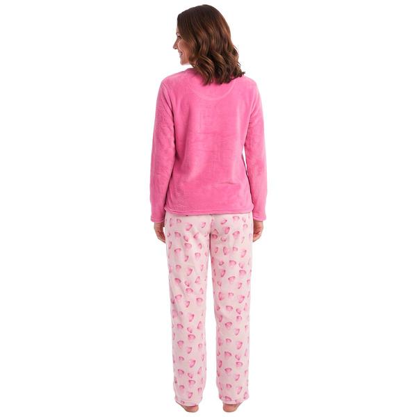 Womens Pink Laundry Long Sleeve Hearts Plush Folded Pajama Set alternate view