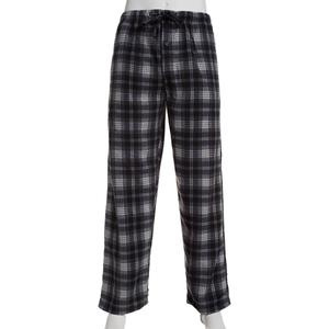 Mens Architect(R) Plaid Rolled Fleece Sleep Pants - Black/White