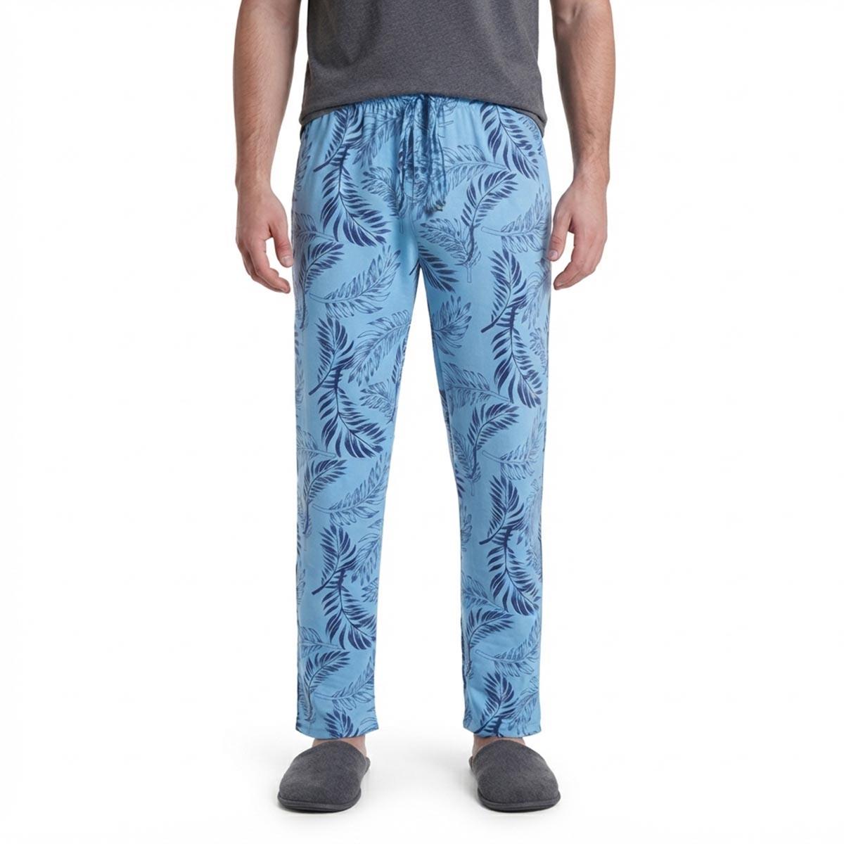 Mens Preswick & Moore(R) Blue Leaf Pajama Pants - Light Blue