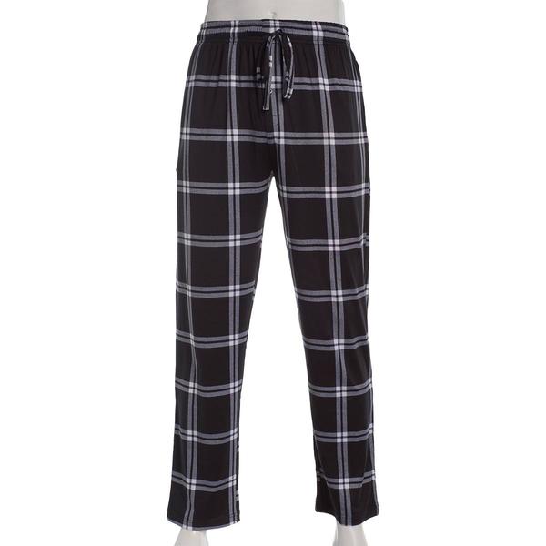 Mens Preswick & Moore(R) Plaid Drawstring Pajama Pants - Black alternate view