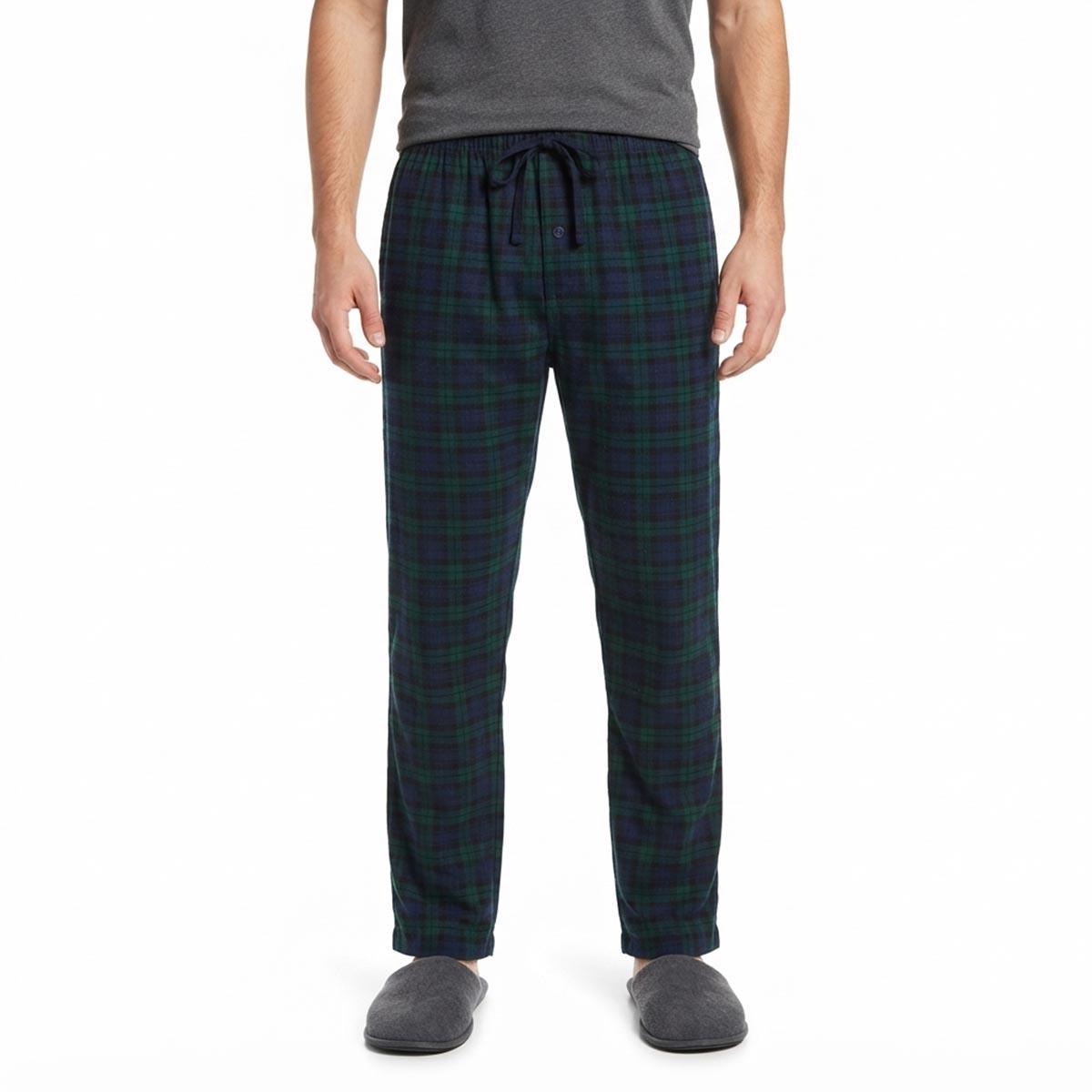 Mens Preswick & Moore(R) Flannel Plaid Sleep Pants - Green/Navy
