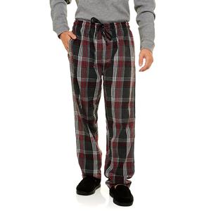 Mens Preswick & Moore(R) Flannel Plaid Sleep Pants - Grey/Red