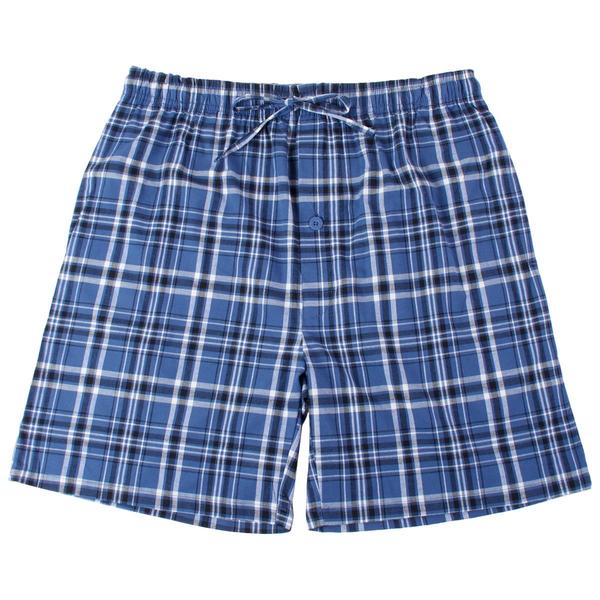 Mens Preswick & Moore(R) Soft Woven Pajama Shorts-Blue/White Plaid