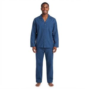 Mens Preswick & Moore(R) Solid Woven Pajama Set - Navy Heather