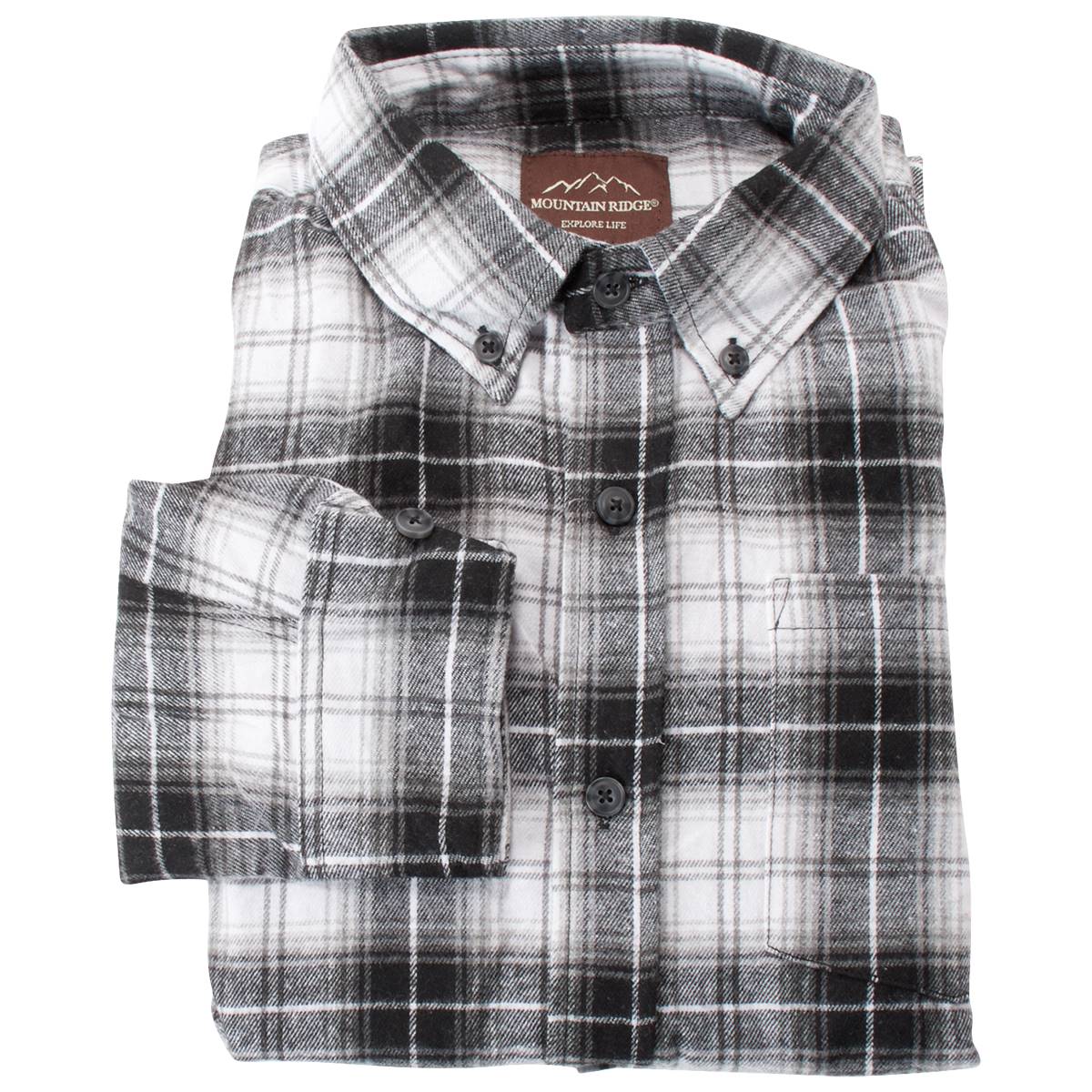 Mens Mountain Ridge Flannel Shirt - Black/Grey/White