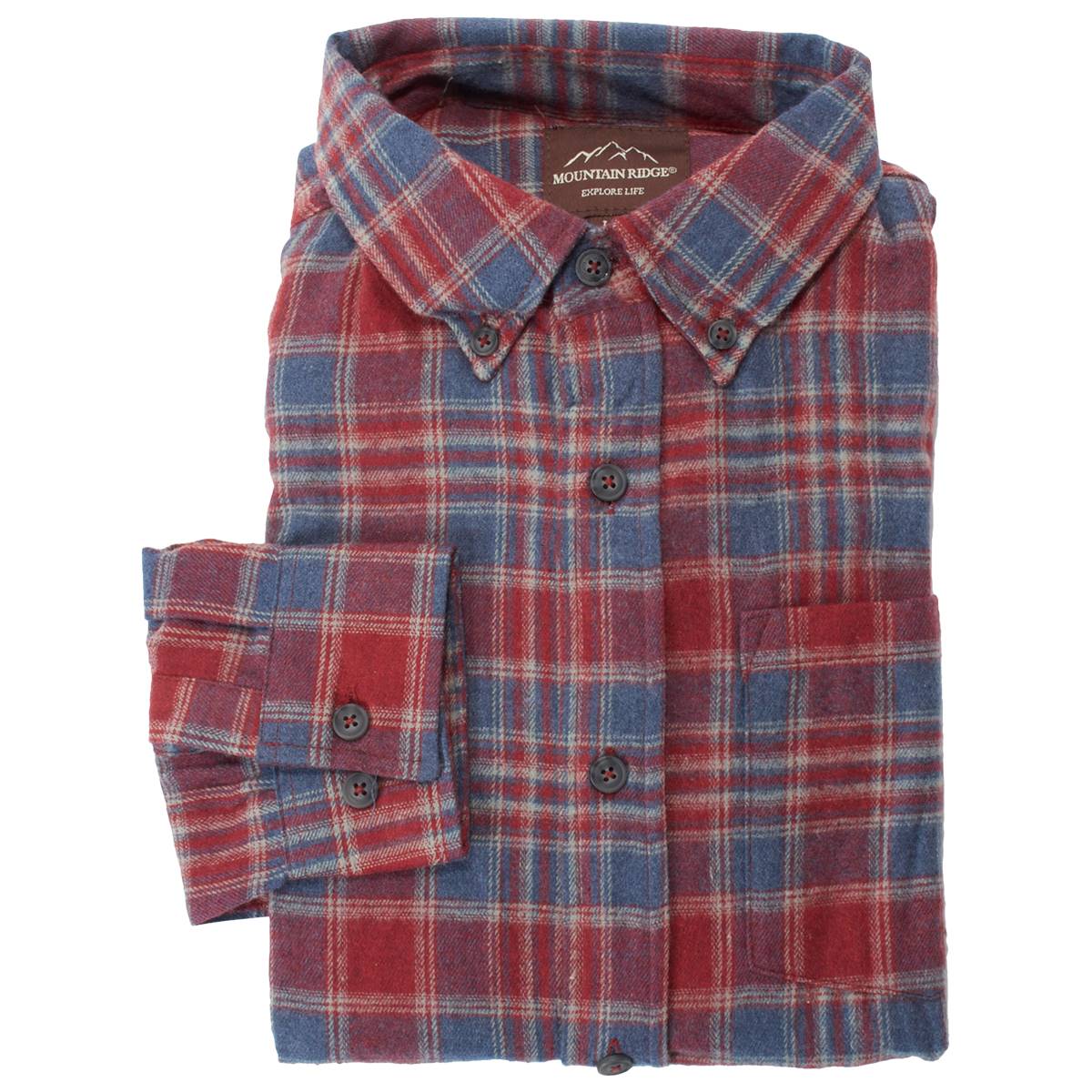 Mens Mountain Ridge Flannel Shirt - Red/Grey