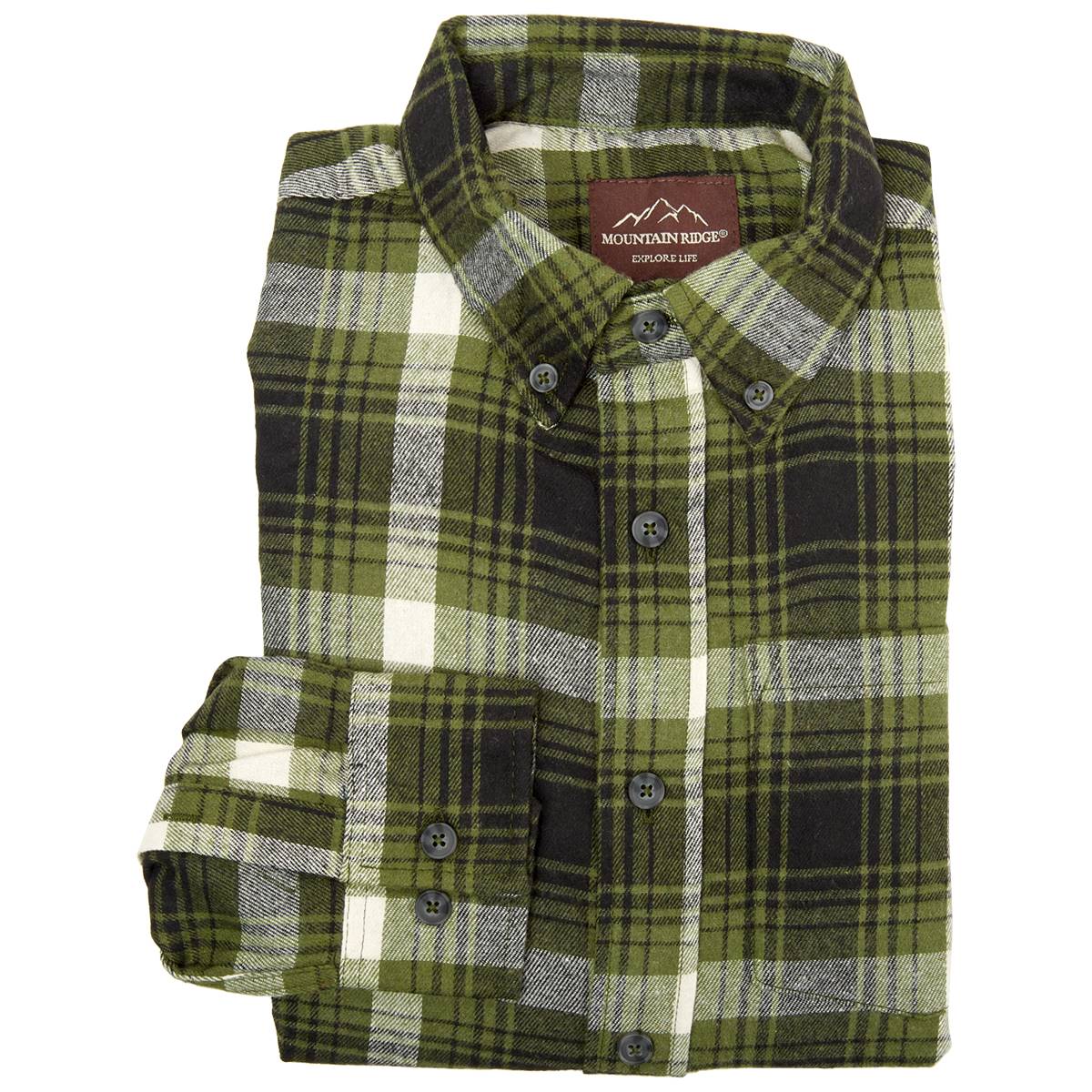 Mens Mountain Ridge Flannel Shirt - Olive/Black