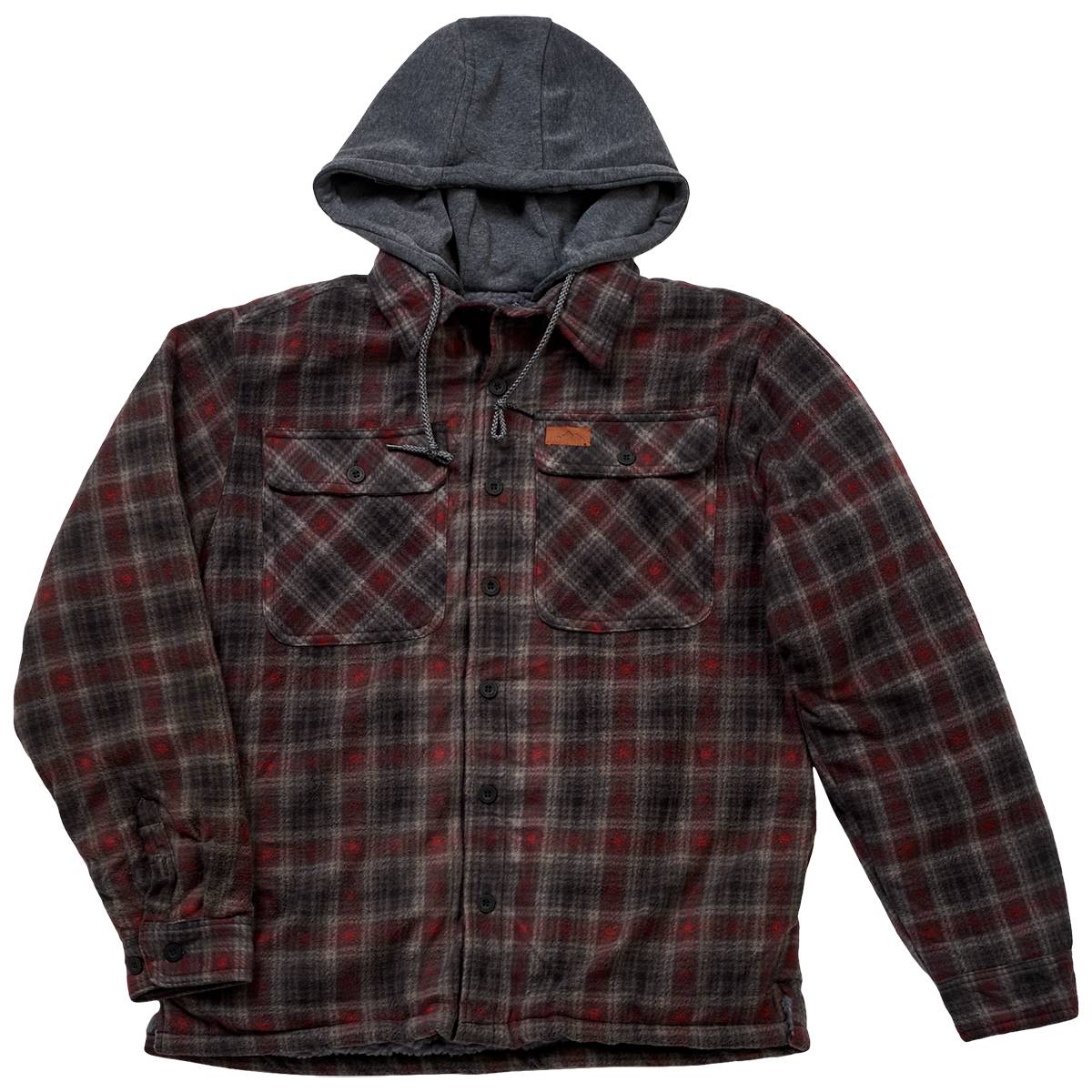 Mens Mountain Ridge Plaid Polar Jacket - Wine/Ash