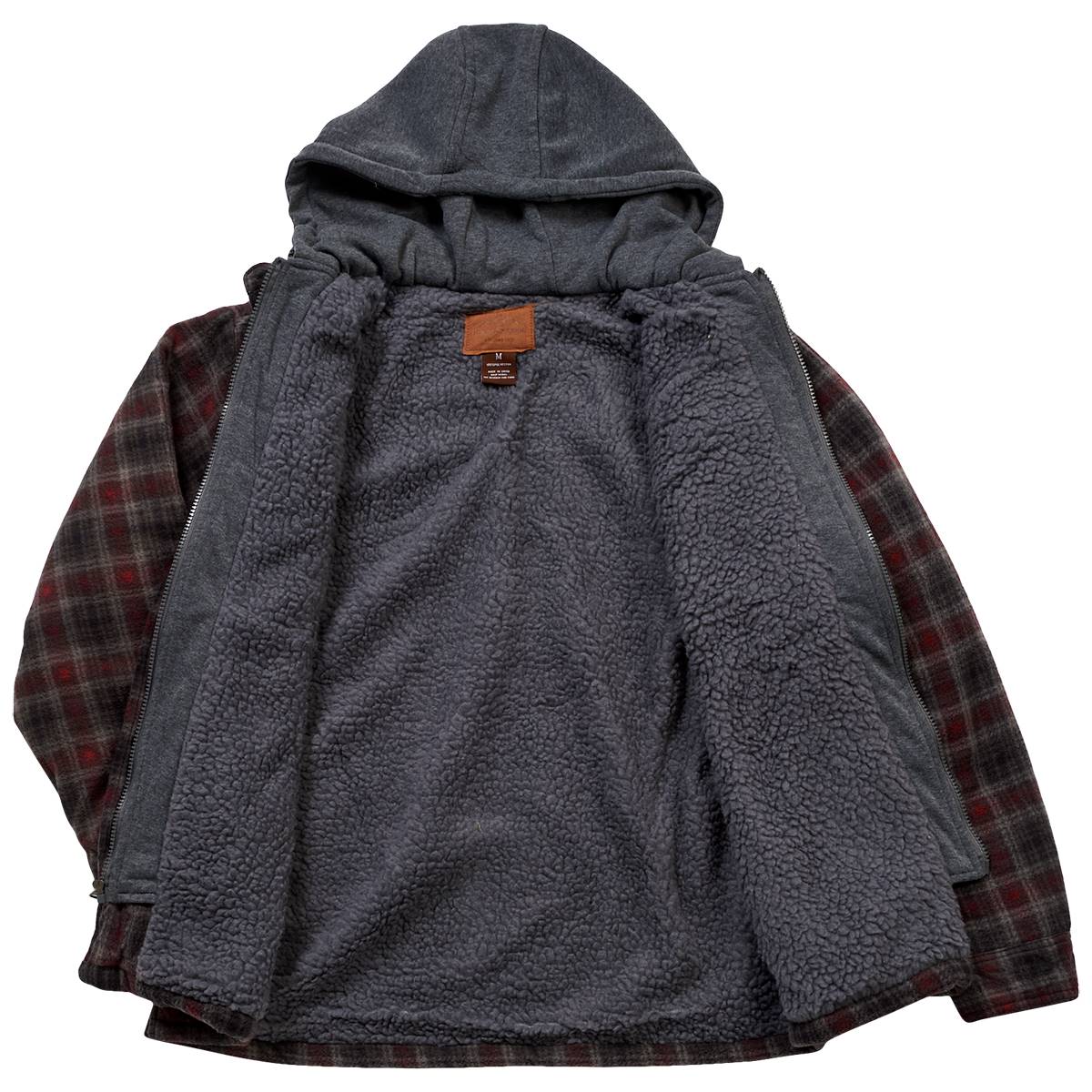 Mens Mountain Ridge Plaid Polar Jacket - Wine/Ash