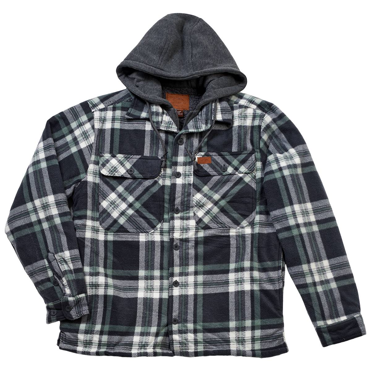 Mens Mountain Ridge Plaid Polar Jacket - Green/Black