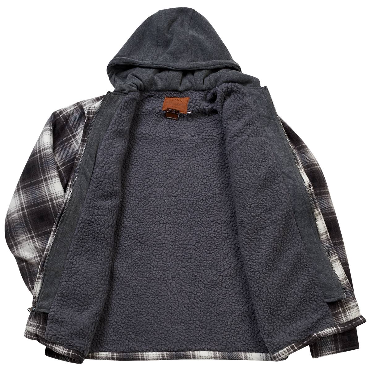 Mens Mountain Ridge Plaid Polar Jacket - Grey/White