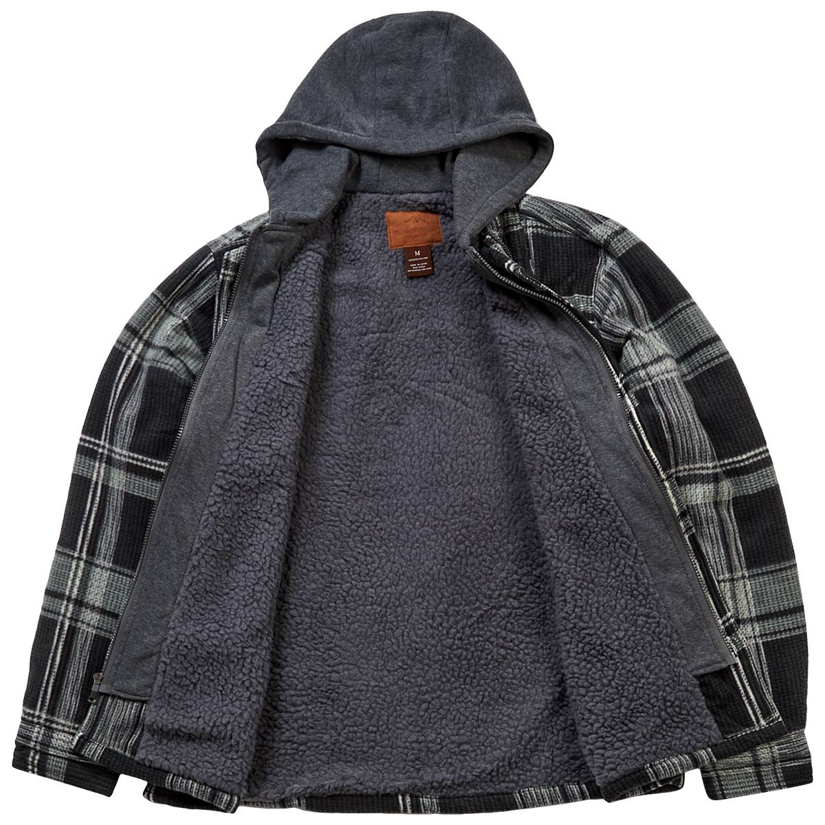 Mens Mountain Ridge Plaid Polar Jacket - Grey Charcoal