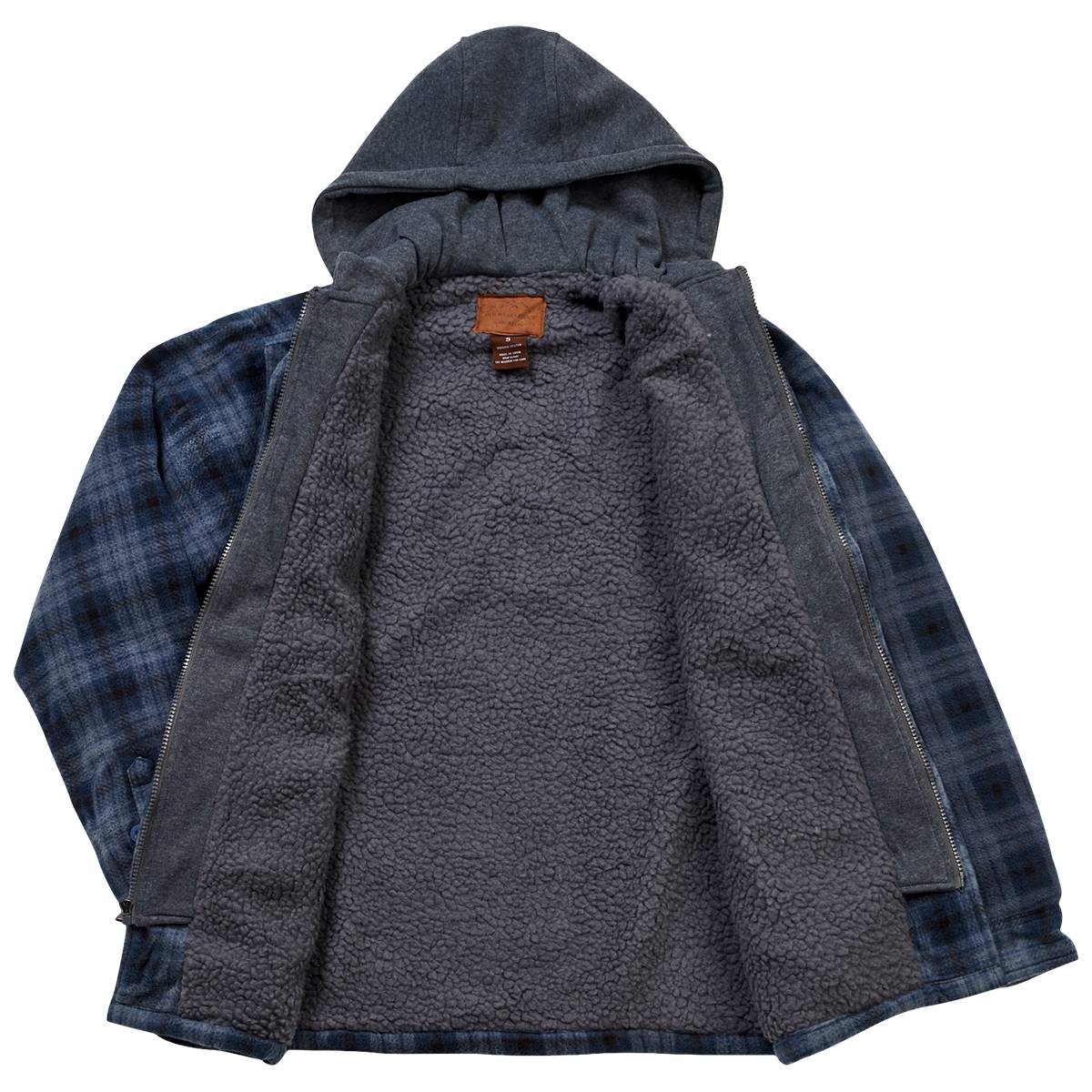 Mens Mountain Ridge Plaid Polar Jacket - Chambray Blue