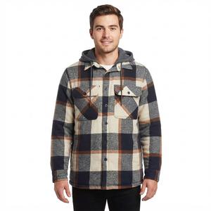 Mens Mountain Ridge Flannel Jacket w/ Chest Protector - Blue/Tan