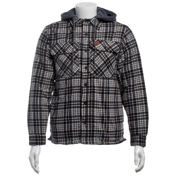 Mens Mountain Ridge Plaid Polar Fleece Jacket - New Black Grey alternate view
