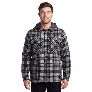 Mens Mountain Ridge Plaid Polar Fleece Jacket - New Black Grey