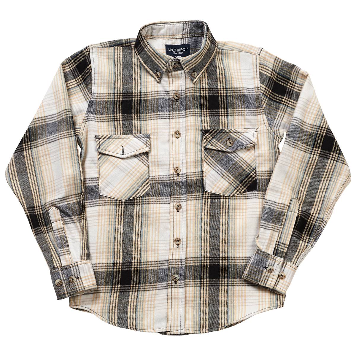 Boys (8-20) Architect(R) Jean Co. Plaid Flannel Shirt - Tan/Cream