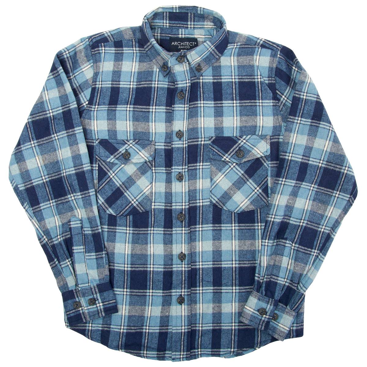 Boys (8-20) Architect(R) Jean Co. Flannel Shirt - Blue/Navy Plaid