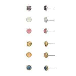Design Collection 6pc. Two-Tone Multi-Color Stud Earring Set