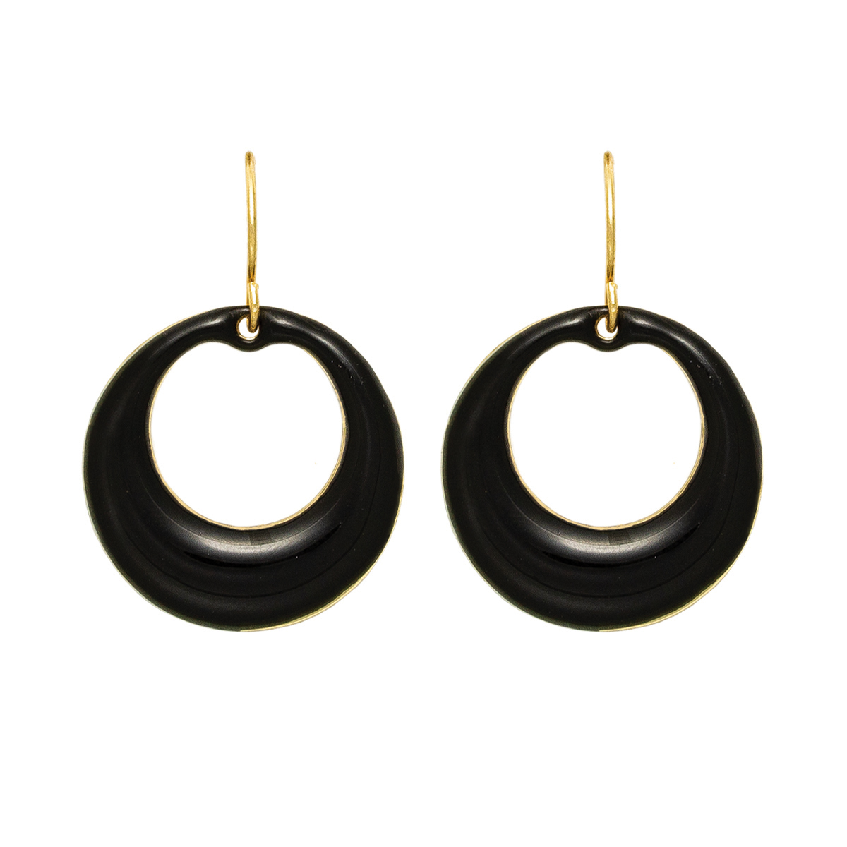 Freedom Gold Fishhook Earrings With Round Open Circles