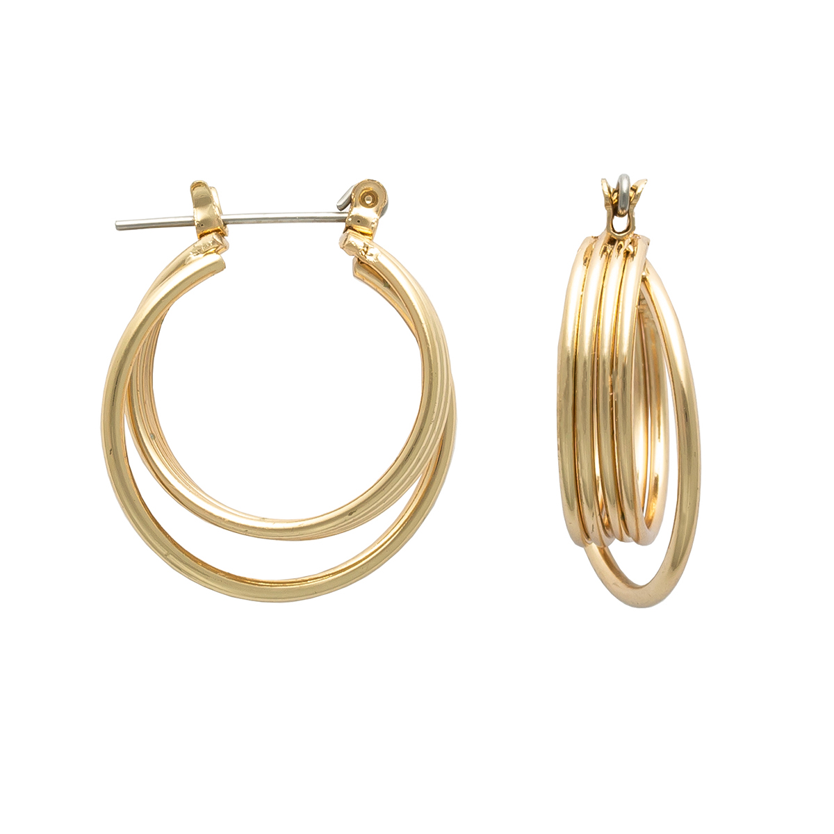 Freedom Gold Multi Twisted Wire Click Hoop Earrings