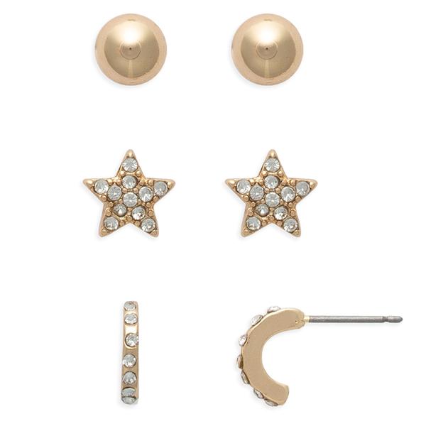 Freedom Ball Stud/Crystal Star Stud/Crystal Stone Hoop Earrings