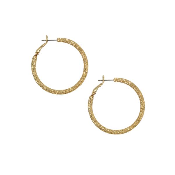 Freedom Gold-Tone Diamond Dust Clutchless Hoop Earrings