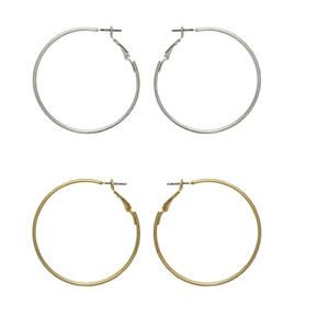 Freedom 2pr. Clutchless Gold/Silver Hoop Earrings Set