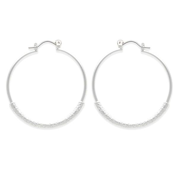 Freedom Nickel Free Diamond Dusted Bottom Click Top Hoop Earrings