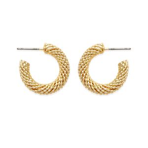 Freedom Gold Nickel Free Weave Textured Hoop Earrings