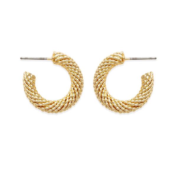 Freedom Gold Nickel Free Weave Textured Hoop Earrings