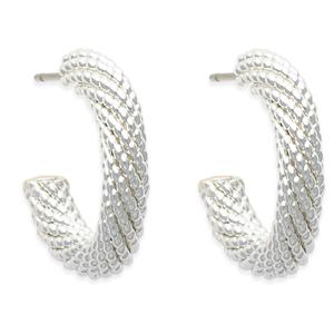 Freedom Nickel-Free Silver-Tone Textured Hoop Earrings