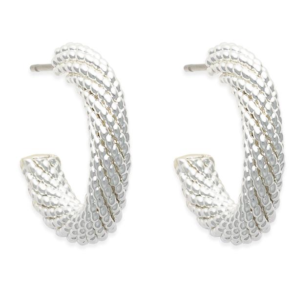 Freedom Nickel-Free Silver-Tone Textured Hoop Earrings