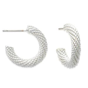 Freedom Nickel-Free Silver-Tone Textured Hoop Earrings alternate view