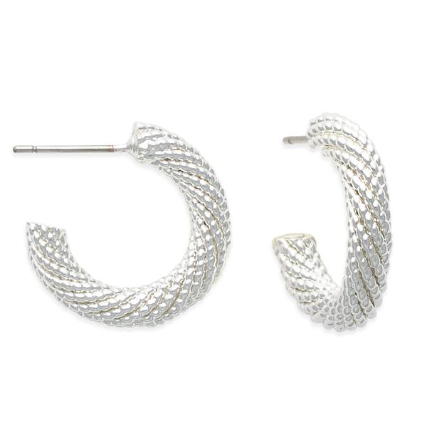 Freedom Nickel-Free Silver-Tone Textured Hoop Earrings alternate view