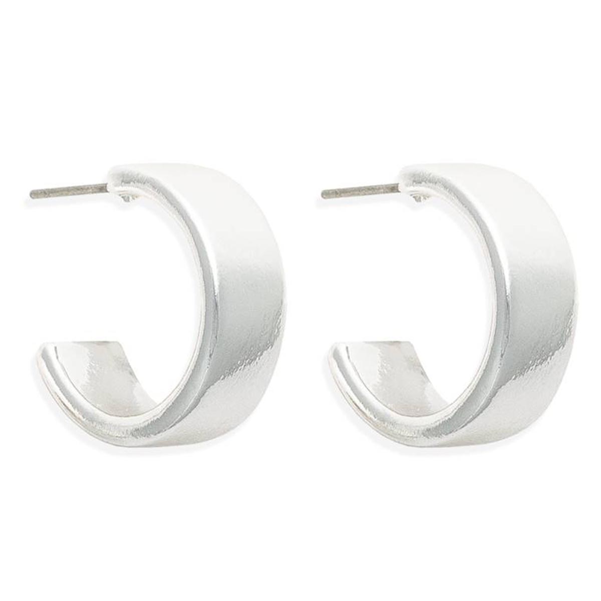 Freedom Silver Nickel Free Smooth Casted Hoop Earrings