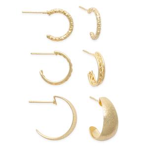 Freedom 3pr. Gold-Tone Hoop Earrings Set