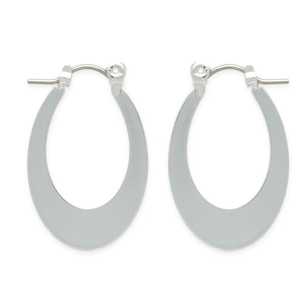 Freedom Silver-Tone Open Oval Horseshoe Click Top Earrings