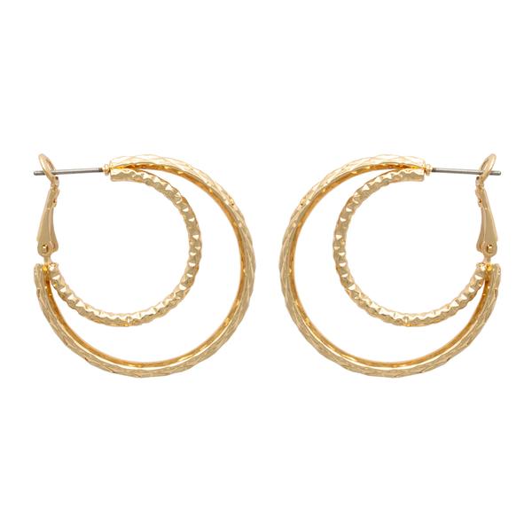 Freedom Nickel-Free Double Textured Wire Gold-Tone Hoop Earrings