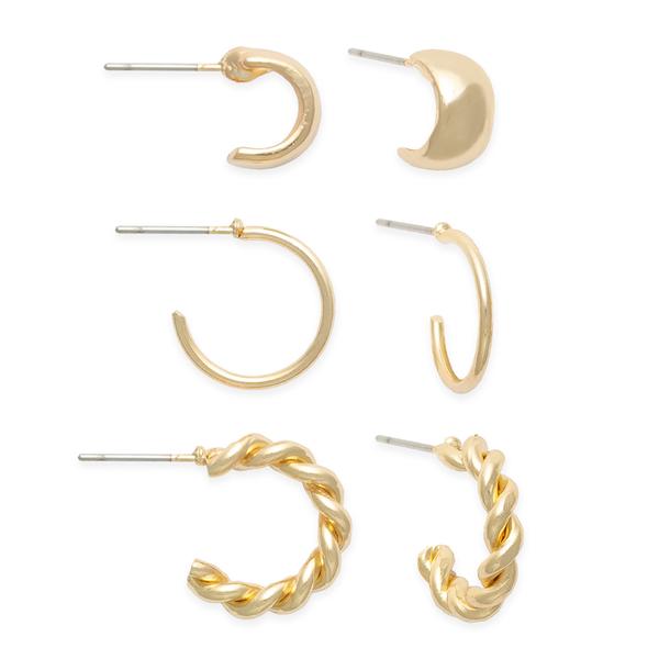 Freedom 3pr. Gold-Tone Trio Hoop Earrings