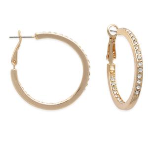 Freedom Nickel-Free Gold-Tone In & Out Crystal Hoop Earrings alternate view