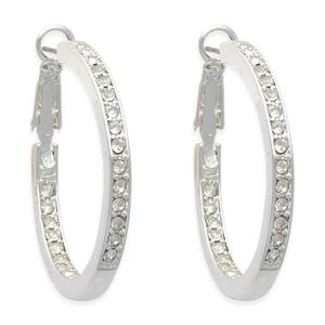 Freedom Nickel-Free Silver-Tone In & Out Crystal Hoop Earrings