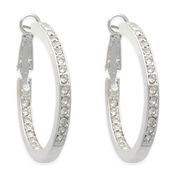 Freedom Nickel-Free Silver-Tone In & Out Crystal Hoop Earrings