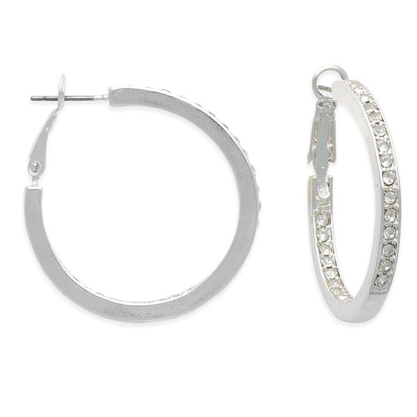 Freedom Nickel-Free Silver-Tone In & Out Crystal Hoop Earrings alternate view