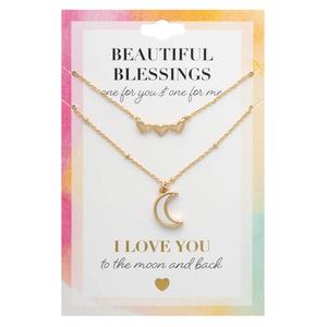 Beautiful Blessings Gold-tone Heart & Moon Duo Necklace Set