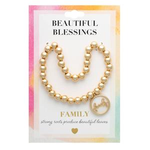 Beautiful Blessings Gold-Tone Family Beaded Stretch Bracelet