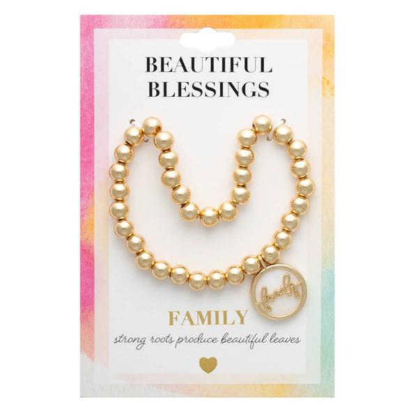 Beautiful Blessings Gold-Tone Family Beaded Stretch Bracelet