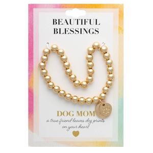 Beautiful Blessings Gold-Tone Dog Mom Beaded Stretch Bracelet
