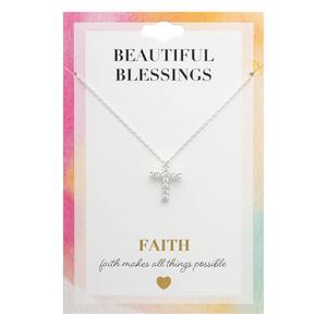 Beautiful Blessings Silver-Tone Cross Pendant Necklace